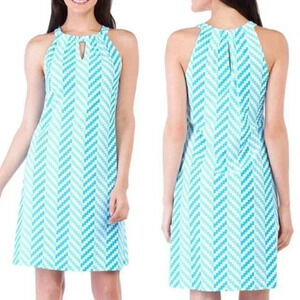 Jude Connally Lisa Turquoise Teal Chevron Dress Size Small